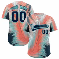 Navy Aqua Fluid Feather Graffiti Baseball Jersey