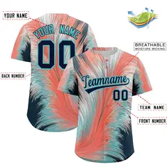Navy Aqua Fluid Feather Graffiti Baseball Jersey 2