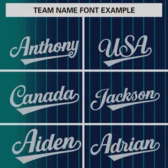 Navy Aqua Gradient Pinstripe Varsity Full-Snap Letterman Baseball Jacket 3