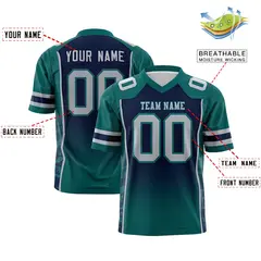 Navy Aqua Gradient Side Pattern Authentic Football Jersey 2