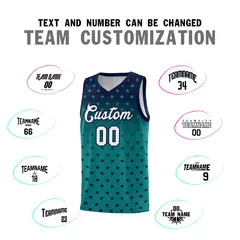 Navy Aqua Gradient Star Pattern Basketball Jersey Sets 4