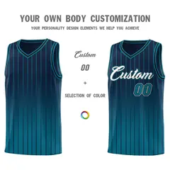 Navy Aqua Gradient Stripe Basketball Jersey 3