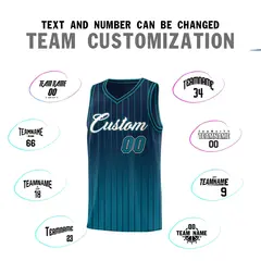Navy Aqua Gradient Stripe Basketball Jersey 4