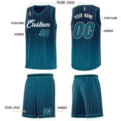 Navy Aqua Gradient Stripe Basketball Jersey 5