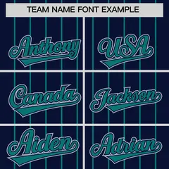 Navy Aqua Gradient Stripe Fashion Sleeves Baseball Jersey 3