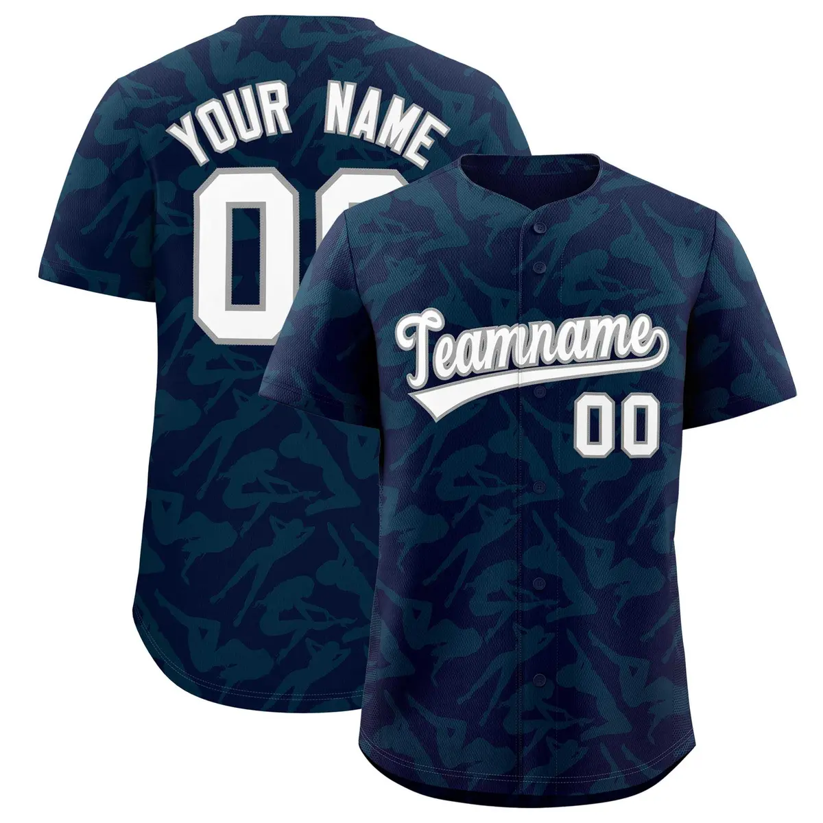 Navy Aqua Graffiti Pattern Authentic Baseball Jersey