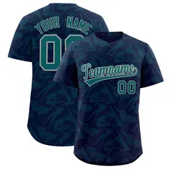 Navy Aqua Graffiti Pattern Authentic Baseball Jersey 1