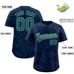 Navy Aqua Graffiti Pattern Authentic Baseball Jersey 2