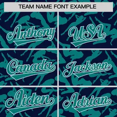 Navy Aqua Graffiti Pattern Authentic Baseball Jersey 3