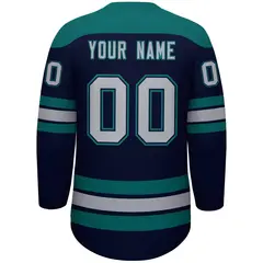 Navy Aqua Gray Classic Lace-Up Neck Hockey Jersey 4