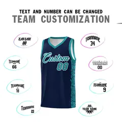 Navy Aqua Indians Pattern Basketball Uniform Jersey 4