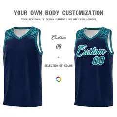 Navy Aqua Indians Print Basketball Uniform Jersey 3