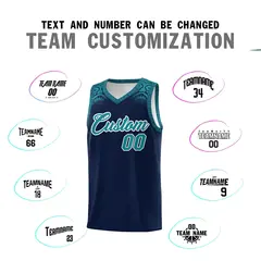 Navy Aqua Indians Print Basketball Uniform Jersey 4