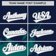 Navy Aqua Ink Pattern Authentic Baseball Jersey 3