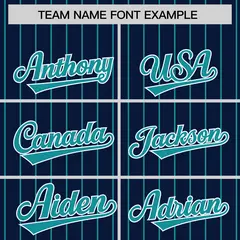Navy Aqua Pinstripe Raglan Full-Snap Letterman Baseball Jacket 3
