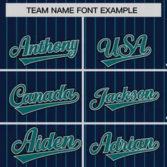 Navy Aqua Pinstripe Raglan Full-Snap Letterman Baseball Jacket 3