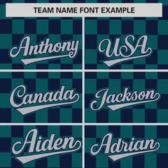 Navy Aqua Plaid Fashion Authentic Baseball Jersey 3