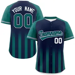 Navy Aqua Raglan Gradient Thick Stripe Baseball Jersey 1