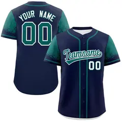 Navy Aqua Raglan Sleeves Authentic Baseball Jersey 1