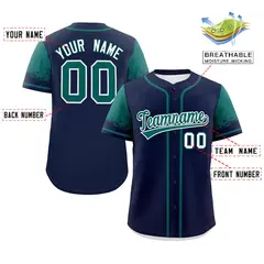 Navy Aqua Raglan Sleeves Authentic Baseball Jersey 2