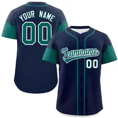 Navy Aqua Raglan Sleeves Authentic Baseball Jersey 1