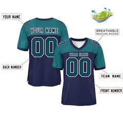Navy-Aqua Raglan Sleeves Authentic Fashion Football Jersey 2