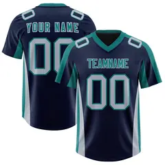 Navy Aqua Side Stripe Authentic Football Jersey 1
