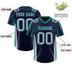 Navy Aqua Side Stripe Authentic Football Jersey 2