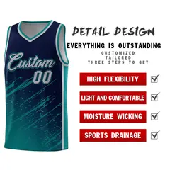 Navy Aqua Splash Graffiti Basketball Uniforms for School 2