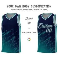 Navy Aqua Splash Graffiti Basketball Uniforms for School 3
