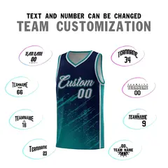 Navy Aqua Splash Graffiti Basketball Uniforms for School 4