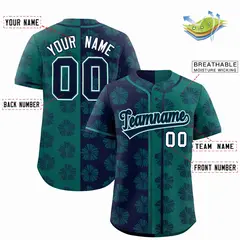 Navy Aqua Split Flower Graffiti Authentic Baseball Jersey 2