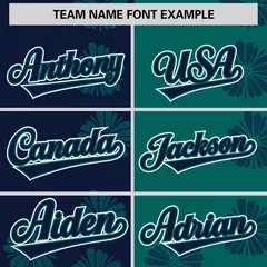 Navy Aqua Split Flower Graffiti Authentic Baseball Jersey 3
