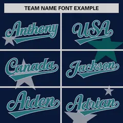Navy Aqua Star Graffiti Two-Button Baseball Jersey 3