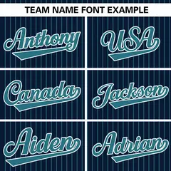 Navy Aqua Stripe Authentic Pullover Baseball Jersey 3