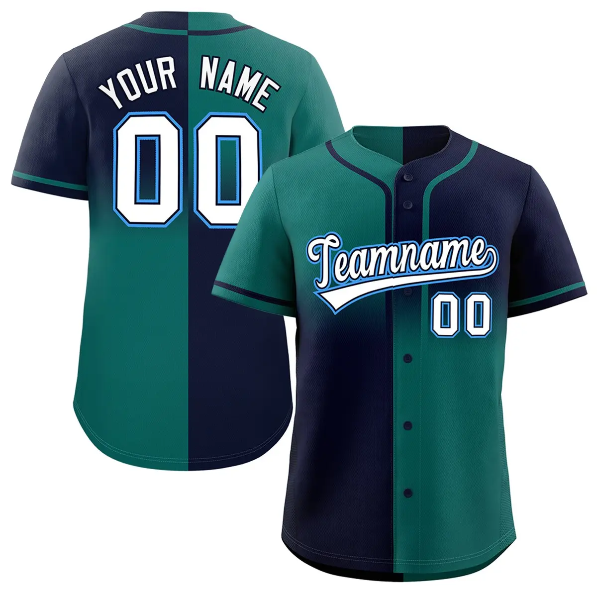 Navy Aqua Symmetrical Gradient Authentic Baseball Jersey