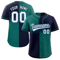Navy Aqua Symmetrical Gradient Authentic Baseball Jersey 1