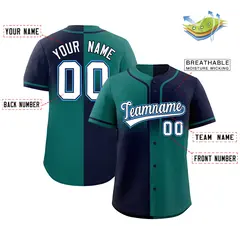 Navy Aqua Symmetrical Gradient Authentic Baseball Jersey 2