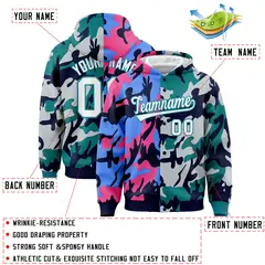 Navy Aqua Two Tone Full-Snap Varsity Letterman Jacket Hoodie 4