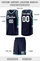 Navy Aqua-White Star Pattern Sports Basketball Jersey 2