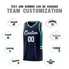 Navy Aqua-White Star Pattern Sports Basketball Jersey 3