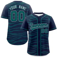 Navy Aqua Zebra Graffiti Authentic Baseball Jersey 1