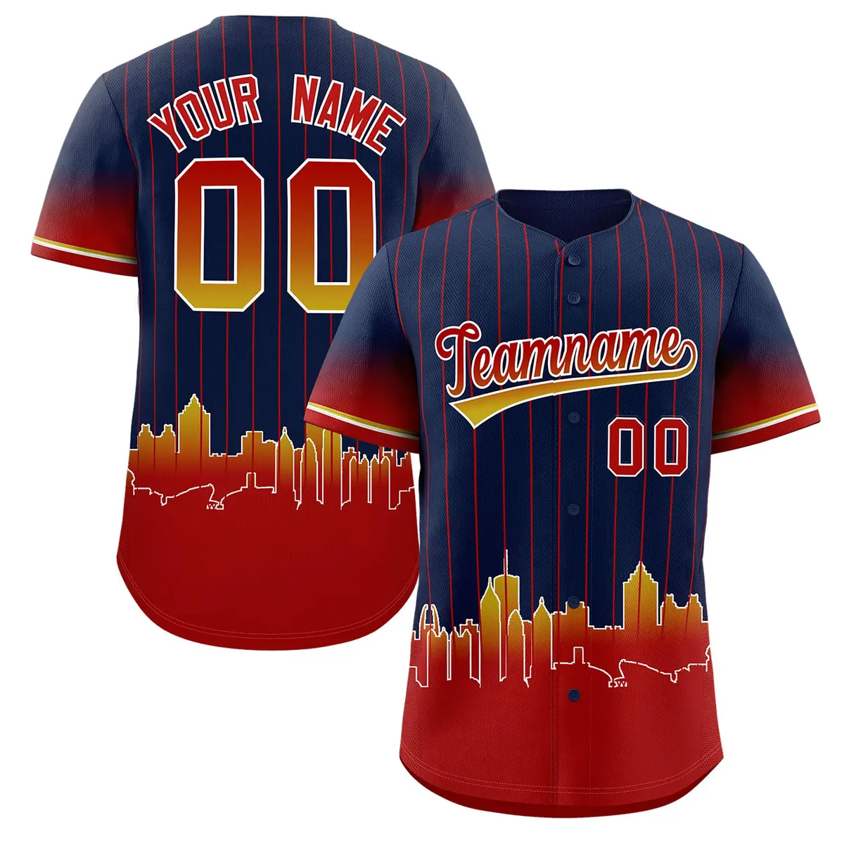 Navy Atlanta City Silhouette Baseball Jersey