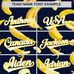 Navy Banana Graffiti Pattern Fashion Baseball Jersey 4