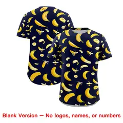 Navy Banana Graffiti Pattern Fashion Baseball Jersey 7