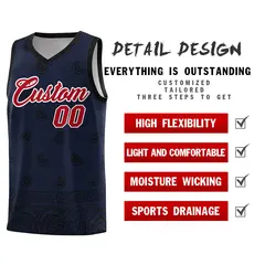Navy Black Cashew Pattern Sports Uniform Basketball Jersey 2