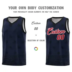 Navy Black Cashew Pattern Sports Uniform Basketball Jersey 3