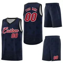 Navy Black Cashew Pattern Sports Uniform Basketball Jersey 6