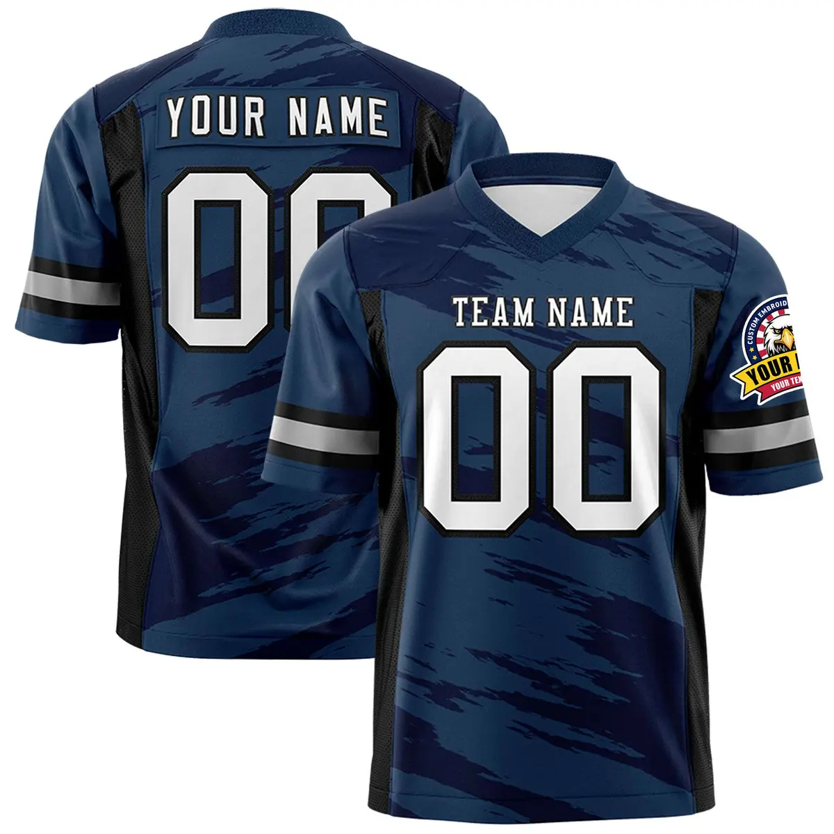 Navy Black Scratch Pattern Authentic Football Jersey