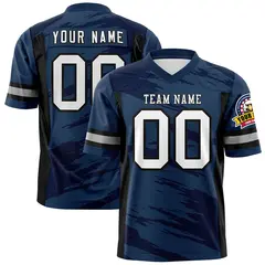 Navy Black Scratch Pattern Authentic Football Jersey 1